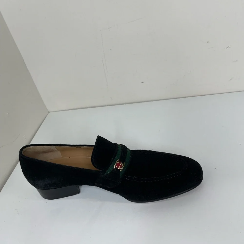 GUCCI GG Horsebit Web loafers black suede preppy  LOGO VTG designer school - Picture 6 of 13